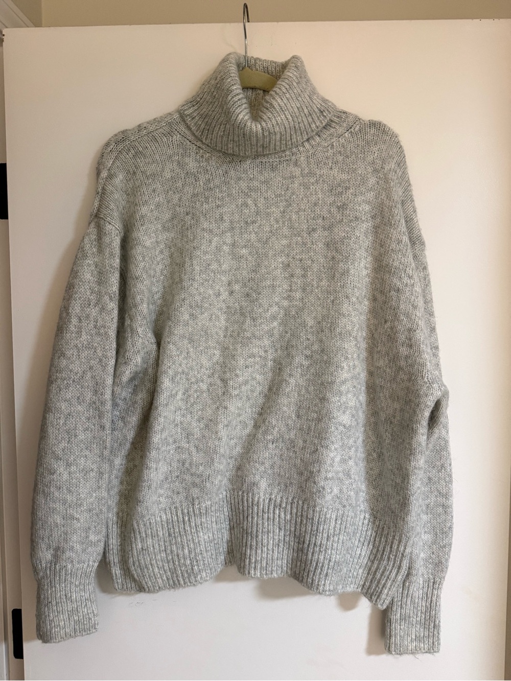 Zara High Collar Knit Sweater in Light Gray